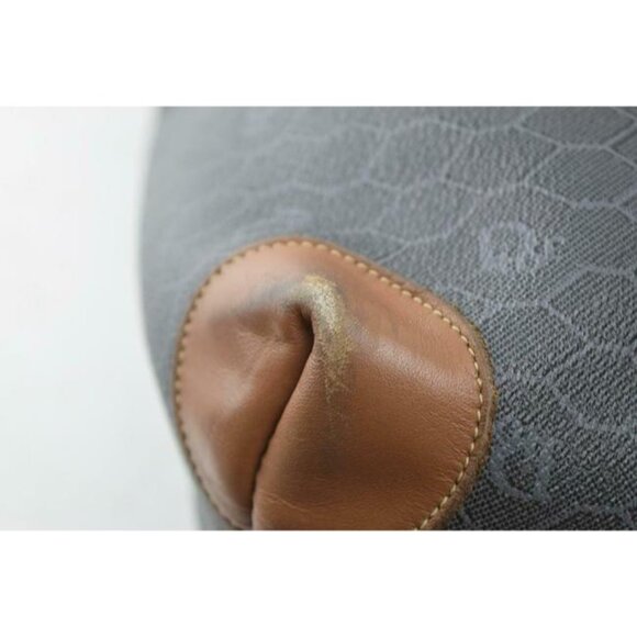 Dior Vintage XL Tote Brown Honeycomb Print On Greyish Green Coated Canvas - Picture 8 of 9